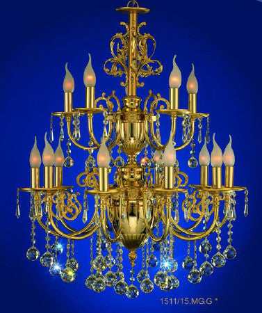 Gold Plated Chandelier 15Bulb 2 Levels