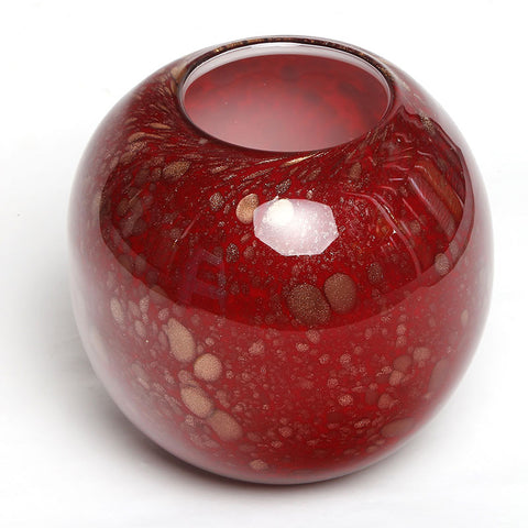 Red vase with golden sphere