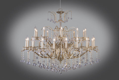 Gold Plated Chandelier 30 Bulb Decorated Arms