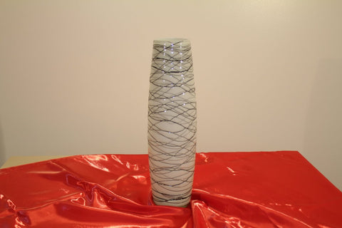 Long White Vase With Black Lines